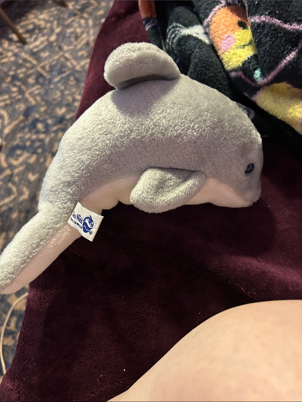 SeaWorld Purple Hoodie Dolphin Plush Stuffed Animal - Picture 3 of 13